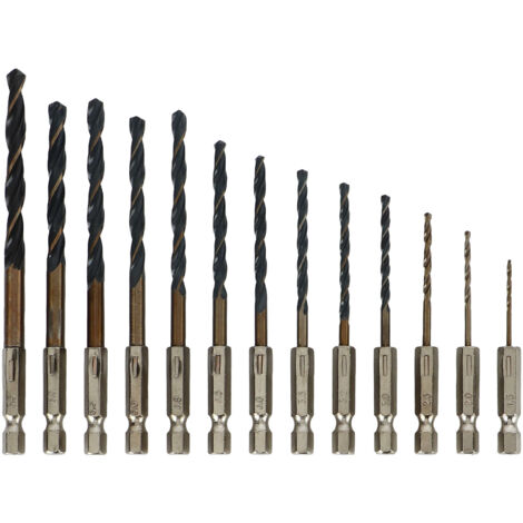 13 pièces Mèches à Percer Hexagonales 1/4 Pouce, 1.5‑6.5mm, Changement Rapide pour Bois, Plastique, Métal (1/5)