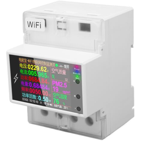 Compteur d'Énergie Multifonction sur Rail DIN avec Affichage TFT 2,4 Pouces, Moniteur Électrique et Interrupteur WiFi AC85‑265V (1/5)
