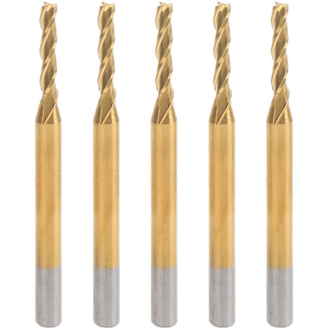 5 fraises 3 dents queue cylindrique 3,175 mm revêtement titane pour métal et bois (1/5)