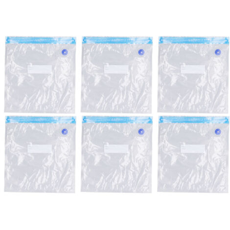 6 Sacs de Stockage Sous Vide Réutilisables Transparents pour Aliments et Vêtements, 26x28cm - Gain de Place, Étanchéité Optimale (1/5)
