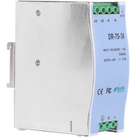 Alimentation à découpage réglable DR-75-24 pour rails DIN, série LED DR, fournitures industrielles