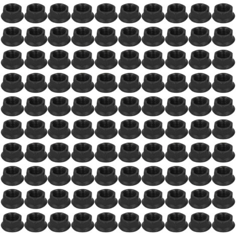 100 Pièces Écrou Hexagonal M10 X 1.25 Acier au Carbone Noir pour Générateur Essence 168F 170 188 (1/5)