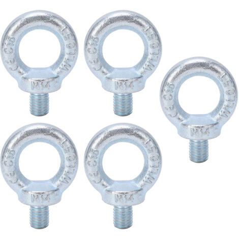 5 Pièces Boulons à Œillet de Levage Filetés M14 en Acier Q235, Électrozingage Blanc pour Usage Industriel (1/5)