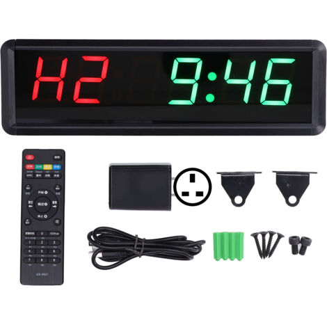 Minuteur d'entraînement LED 1.8 pouces avec télécommande, compte à rebours 100‑240V pour fitness, prise UK (1/5)
