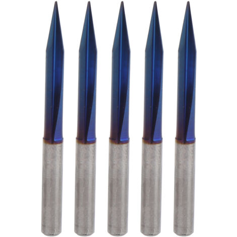 5 Pièces Fraises Gravure V 2 Goujures Droites Bleues 4x0.5x20mm pour CNC (1/5)