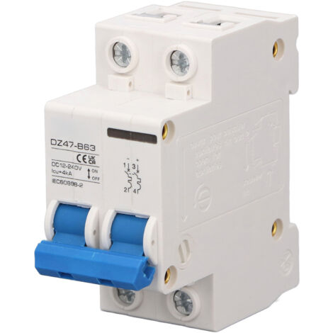 Disjoncteur Photovoltaïque DC 2P Haute Sensibilité, Protection Surcharge 63A 4KA, 12‑240V DC (1/5)