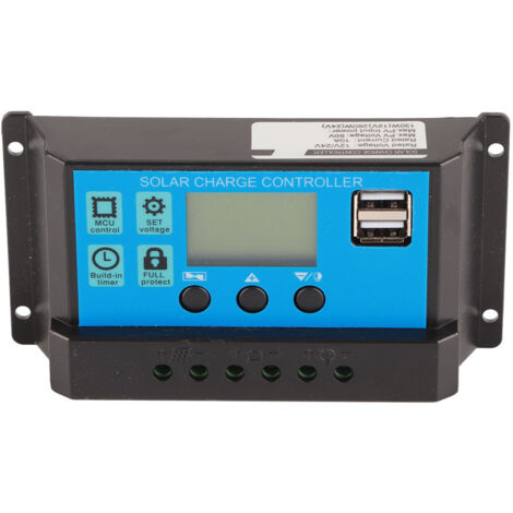 Régulateur Solaire PWM avec Écran LCD pour Éclairage LED 12V/24V - Contrôle Intelligent Charge/Décharge