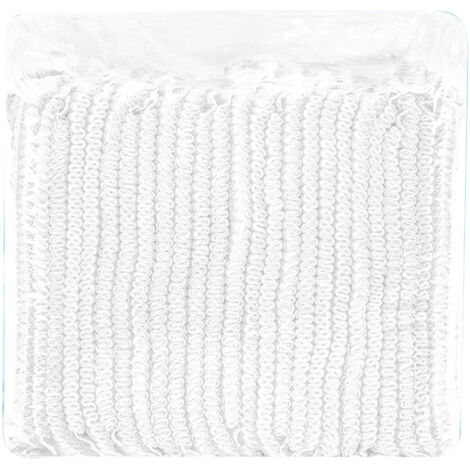 100 Pièces Bonnets Jetables Élastiques en Non-Tissé pour Salon de Coiffure, Usine - Filets à Cheveux Blancs 21 Pouces à Double Élastique (1/5)