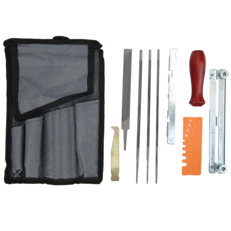 Kit de 10 limes pour chaîne de tronçonneuse, bleues, formes rondes et rectangulaires, outil d'affûtage et de meulage (1/5)
