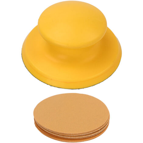 Bloc de ponçage manuel 16PCS avec disques ronds à fixation Velcro et poignée antidérapante pour le travail du bois (1/5)