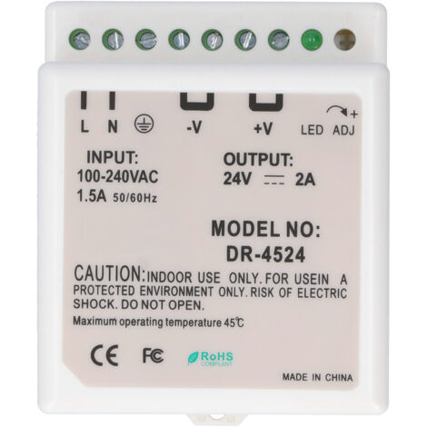 Alimentation à découpage LED réglable sur rail DIN DR-45-24 pour armoire électrique (1/5)