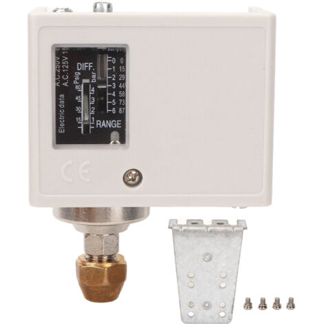 Interrupteur de pression pour compresseur à air, noyau laiton, filetage fin, compatible chaudière, sèche-linge, AC125V-250V, interface standard. (1/5)