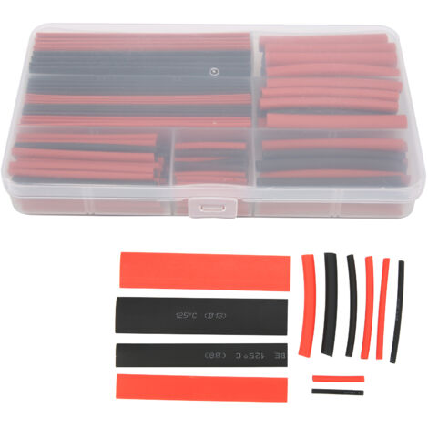 300 Pièces de Manchons Thermiques Polyoléfine pour Câbles Électriques - Assortiment Noir et Rouge (1/5)