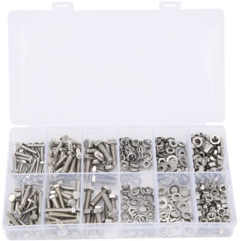 475 pièces assorties de vis, boulons hexagonaux, écrous et joints en acier inoxydable 304 M4/5/6 (1/5)