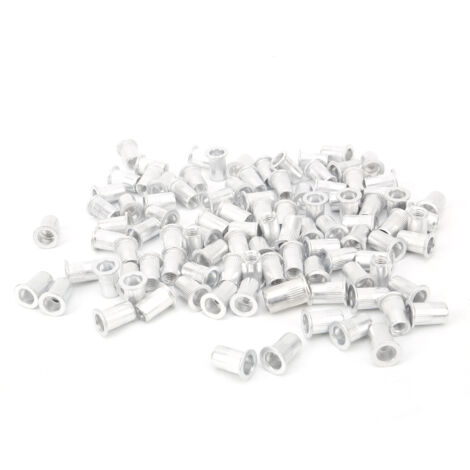 100 Pièces Écrous à River en Aluminium à Tête Plate, Accessoires de Quincaillerie Verticaux WJ‑30045M6 (1/5)