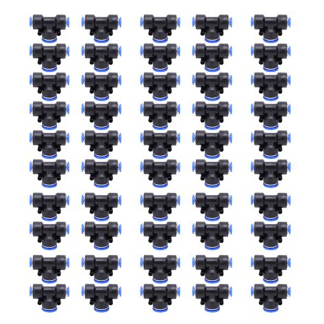 50 Pièces Raccord Rapide 3 Voies Type T Diamètre Variable pour Tuyau d'Air PU Connexion PEG8-12-8 (1/5)