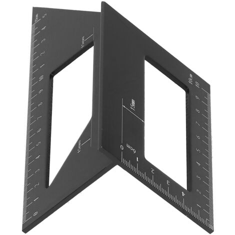 Équerre de mesure d'angle 3D 45°/90° pour menuiserie, outil de précision pour coupes d'onglet (Noir) (1/5)