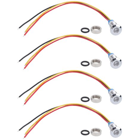 4 Jeux de Feux de Signalisation LED Anode Commune Étanches Métal 2 Couleurs 8mm 12-24V (Rouge Jaune) (1/5)