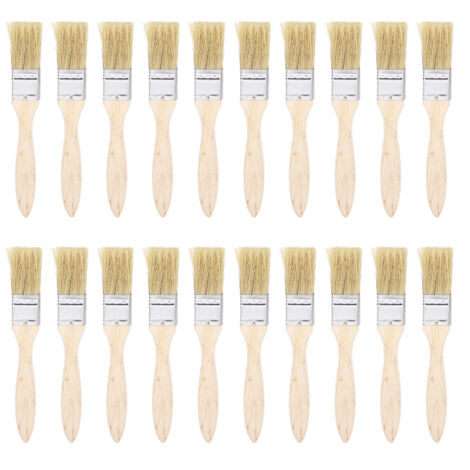 20 Pièces Pinceaux à Poils Synthétiques Manche en Bois Plat pour Barbecue Nettoyage 25mm (1/5)