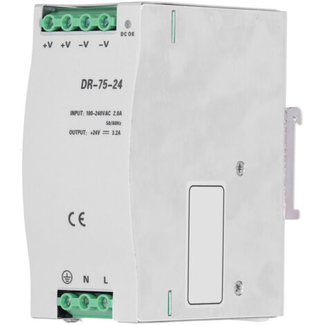 Alimentation à découpage BERM DR7524 pour rail DIN, 100-240VAC, transformateur driver (1/5)