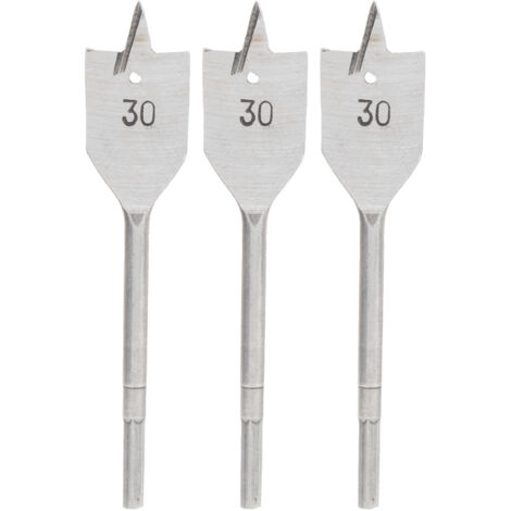Ensemble de 3 mèches plates à bois en acier haute teneur en carbone pour perçage, 30mm - Outil de perçage pour menuiserie (1/5)