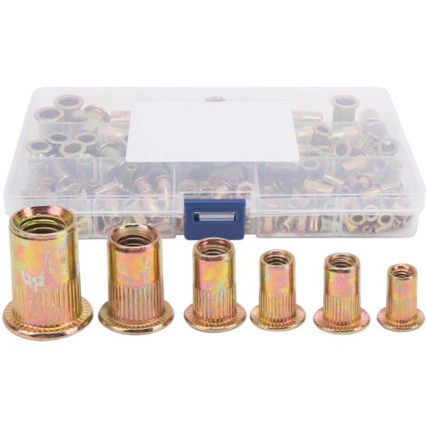 165 Pièces d'Inserts Filetés à Tête Plate en Acier Carbone M3 M4 M5 M6 M8 pour Fixation par Rivetage (1/5)