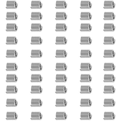 50 Pièces Filetage Métallique Insert Unités US Douille de Vis Réparation de Trous Filetés Outil 1/4in‑202D (1/5)