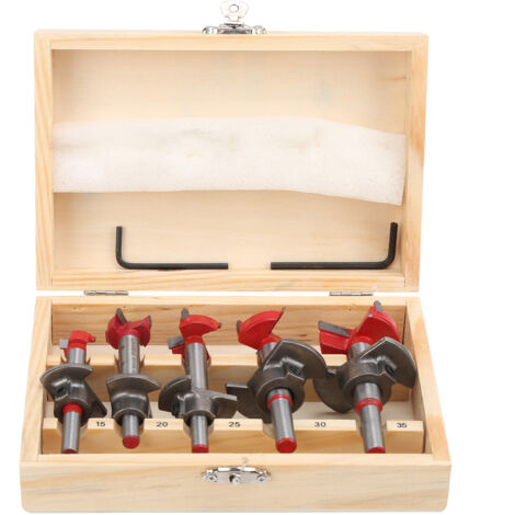 5 Pièces Fraise à Charnière Acier Alloy pour Porte Bois, Foret à Aléser avec Butée (1/5)