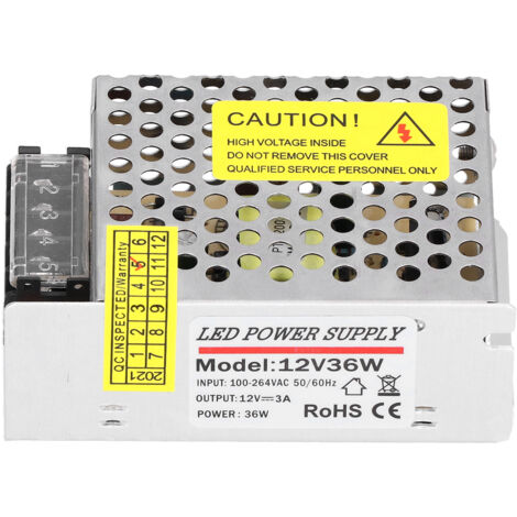 Alimentation Secteur 36W 3A DC12V pour Bandes LED, Caméras de Sécurité et Systèmes (1/5)