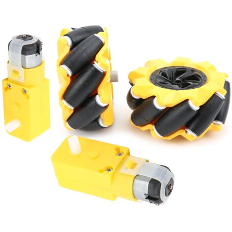 ZIBOXI Roues Mecanum omnidirectionnelles, 65mm, 68mm, 80mm, 97mm, for moteur TT 520, voiture Robot intelligente avec moyeux de 6mm, 4 pièces (Color : 60mmtire-TTcoupling