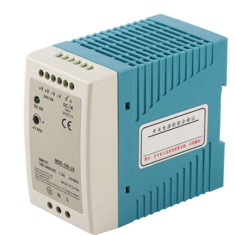Alimentation à découpage MDR‑100‑24 pour rail DIN, 100W/24V/1.3A, entrée 100‑240VAC, pour applications industrielles (1/5)