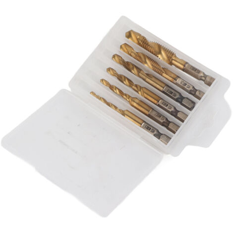 6 Pièces Forets Tarauds Combinés Acier Rapide Hexagonal pour Perçage et Taraudage (1/5)
