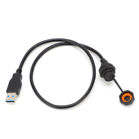 Connecteur USB Étanche IP68 Femelle Type-C Mâle USB3.0 avec Câble et Douille E10TPCBFF/U3AM (1 mètre) (1/5)