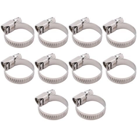 10 Pièces Colliers de Serrage pour Tuyaux Acier Inoxydable 304 Style Allemand avec Trou 14‑27mm (1/5)