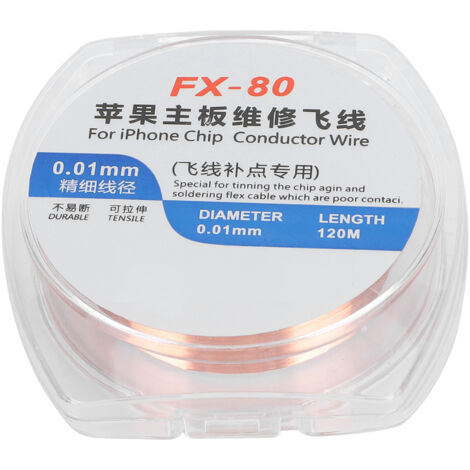 Fil de cuivre rouge 0.01mm pour réparation iPhone, empreinte digitale et carte mère, évite les courts-circuits (1/5)