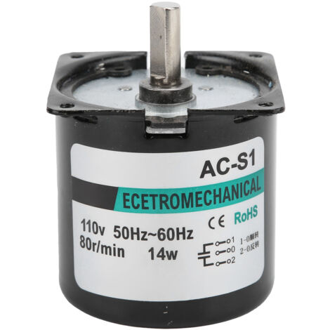 Moteur à engrenage micro aimant permanent 14W 80rpm/min AC110V pour générateur DIY et accessoires (1/5)