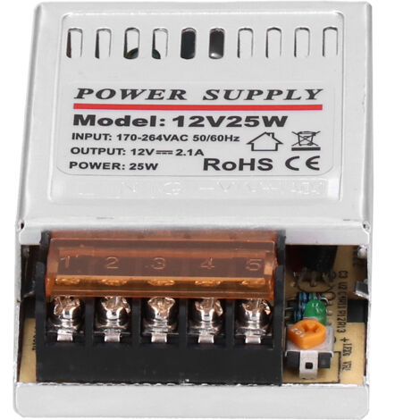 Alimentation Secteur Commutée 25W 2.1A DC12V pour Bandes LED, Caméras de Sécurité et Éclairage (1/5)