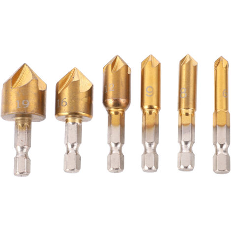 6 pièces Forets à Chanfreiner 90 Degrés Hexagonal 6mm-19mm pour Métal (1/5)