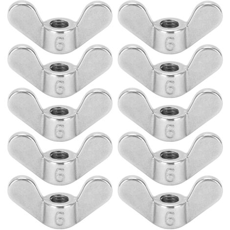 10 Pièces Écrous Papillon Acier Inoxydable 304 M6, Kit de Fixation pour Machines et Équipements Industriels