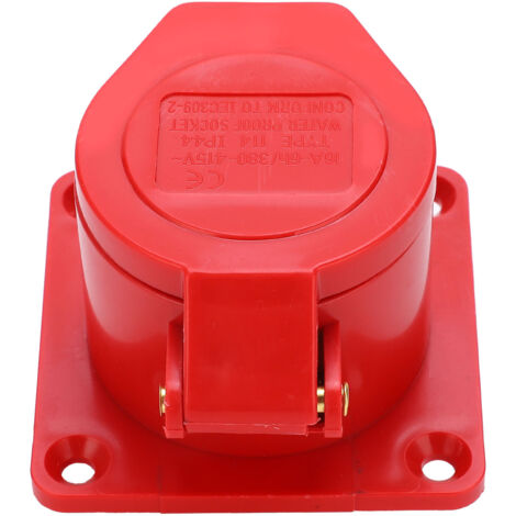 Prise industrielle 16A 4 broches IP44 étanche antidéflagrante 380-415V triphasée 3P+E pour installation encastrée (1/5)