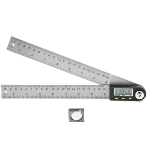 Jauge numérique d'angle 0‑360° en acier inoxydable, affichage LCD, 0‑200mm, double fonction (1/5)