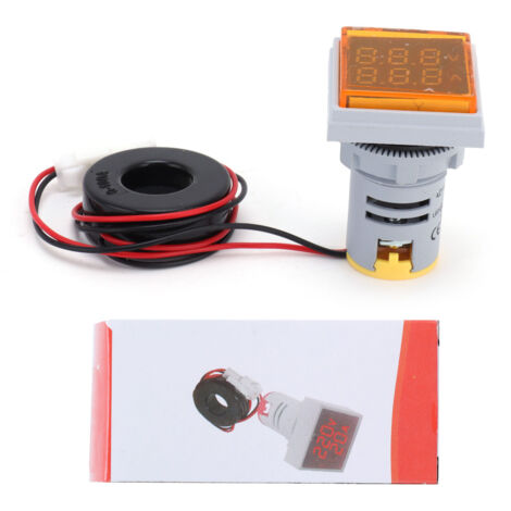 Indicateur de Signal Universel Lumière Carrée 2 Affichages 60‑500V AC AD16‑22FVA Jaune (1/5)