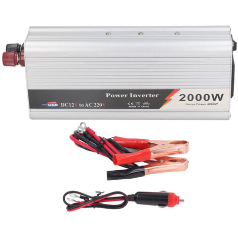 Onduleur Voiture 2000W 12V DC Vers 220V AC Avec Port USB 5V Et Sortie onduleur-voiture-2000w-12v-dc-vers-220v-ac-avec-port-usb-5v-et-sortie