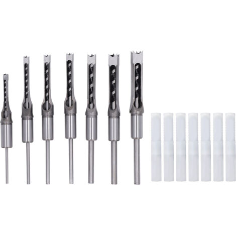 Jeu de 7 mèches à mortaiser HSS 1/4" 5/16" 3/8" 2/5" 1/2" 9/16" 5/8" pour travail du bois (1/5)