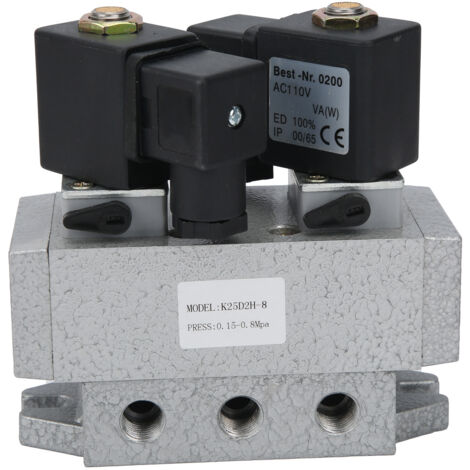 Vanne 5/2 à double solénoïde électrique, commande mécanique, raccord G1/4, 110V AC, K25D2H‑8AC (1/5)