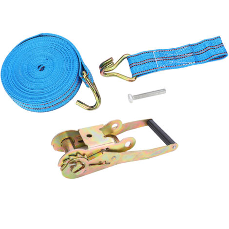 Sangle de serrage à crémaillère robuste en polyester et acier allié, 10m x 50mm, pour matériel industriel lourd (1/5)