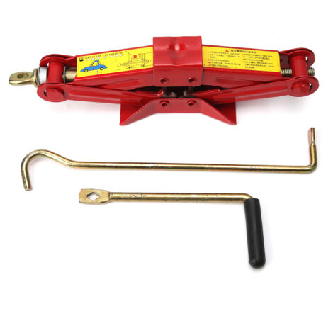 Cric de voiture professionnel 0,5T rouge avec manche en fer pour pneu et coffre - Outil de levage extérieur (1/5)