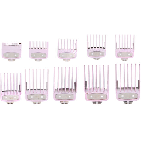 10 pièces peignes de guidage de coupe, accessoires de remplacement pour tondeuse cheveux, peignes de positionnement rose violet (1/5)