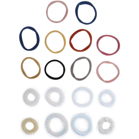 Kit de 18 attaches à cheveux spirales élastiques sans trace pour queue de cheval fille (1/5)