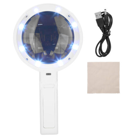 Loupe de Poche Pliable 10X avec LED, Loupe de Lecture Portable pour Livres et Cartes (1/5)